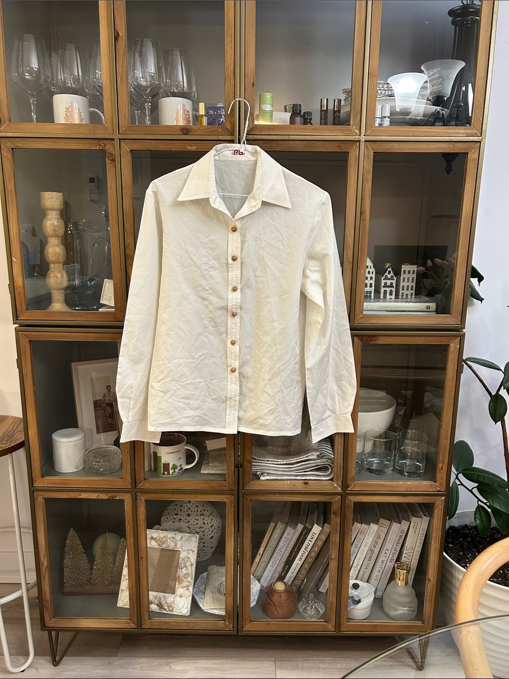 Vintage Silk Cream Button-Up Shirt - Picture 1 of 1